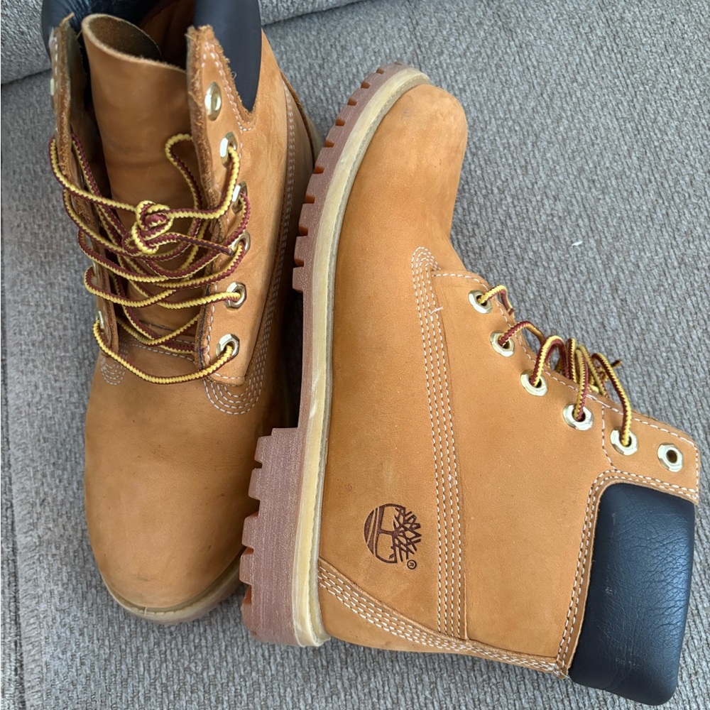 Timberland Wheat Nubuck Boots with Black Collar